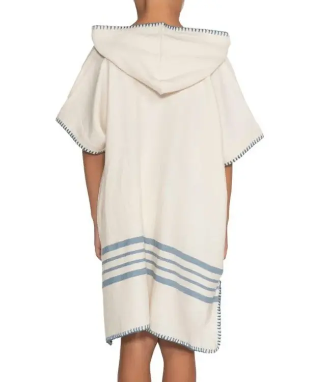 kinder strandponcho natural air blue