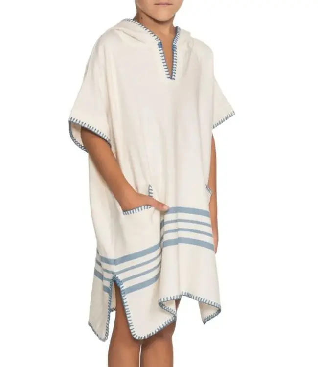 kinder strandponcho natural air blue