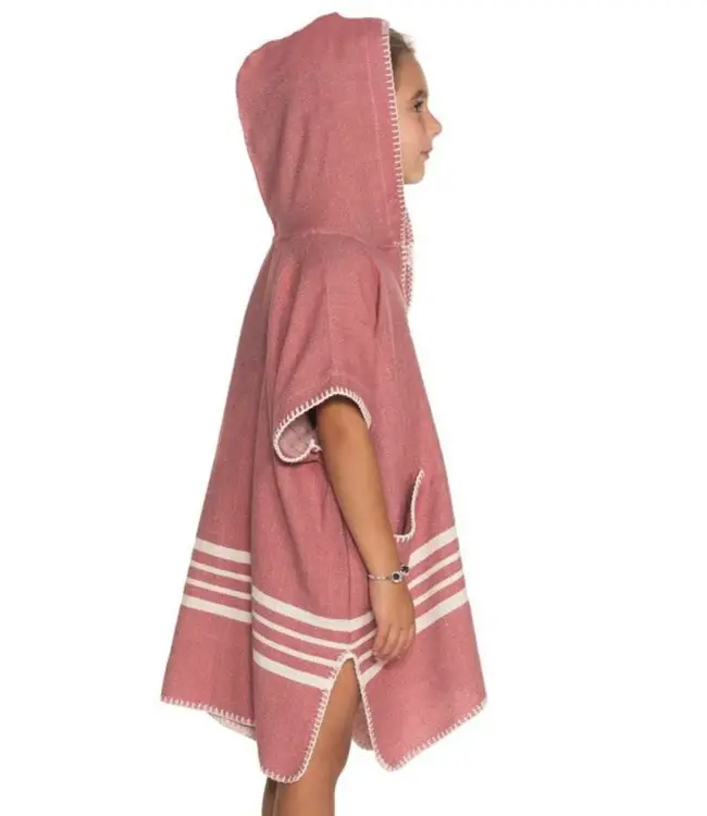 kinder strandponcho dusty rose