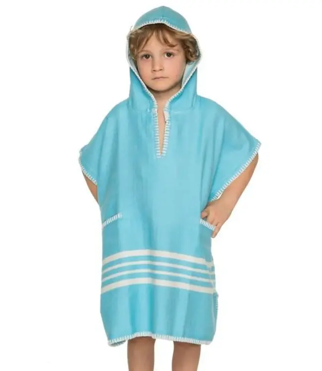 kinder strandponcho hamam turquoise