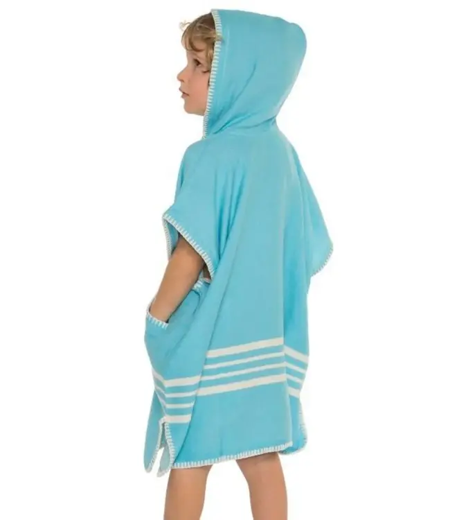 kinder strandponcho hamam turquoise