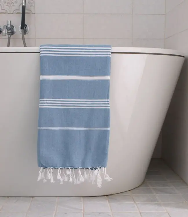 Ottomania hamamdoek jeansblauw 170x100cm
