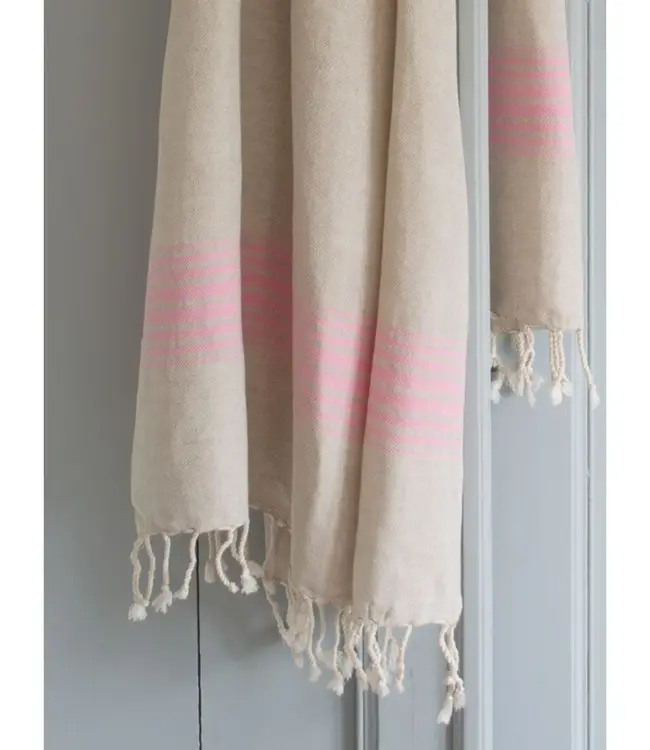 linnen hamamdoek sorbetroze 170x100cm