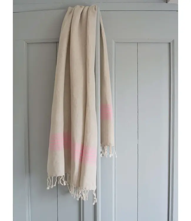 linnen hamamdoek sorbetroze 170x100cm
