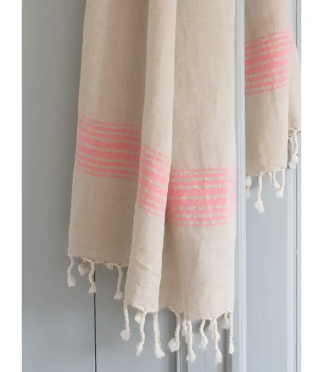 linnen hamamdoek zuurstokroze 170x100cm