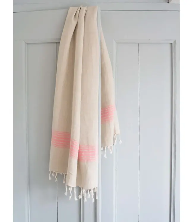 linnen hamamdoek zuurstokroze 170x100cm