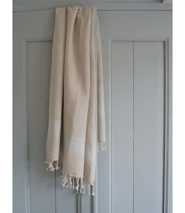 linnen hamamdoek lichtblauw gestreept 170x100cm
