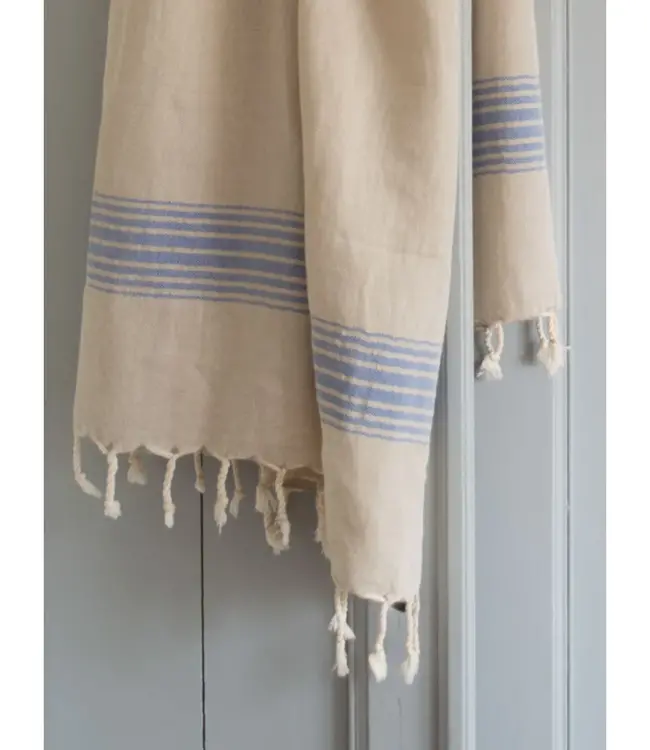linnen hamamdoek grieksblauw gestreept 170x100cm