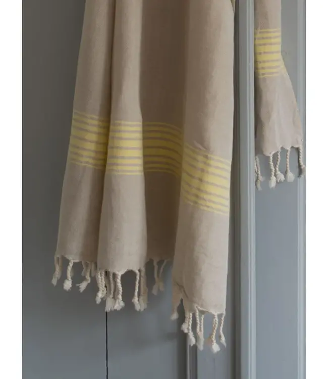 linnen hamamdoek geel gestreept 170x100cm