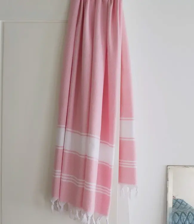 Ottomania hamamdoek Honingraat poederroze 170x100cm