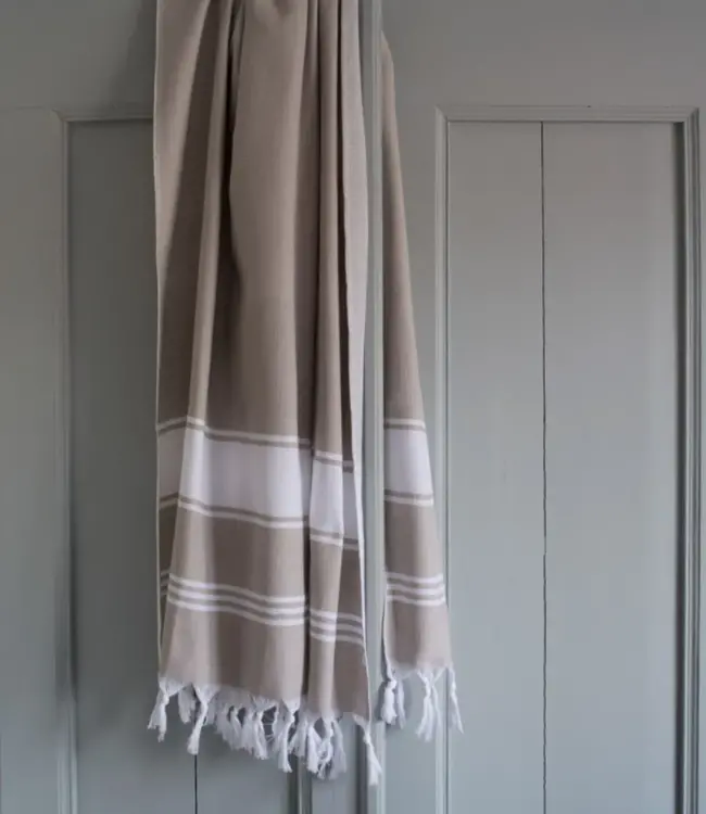 hamamdoek Honingraat grijsbeige 170x100cm