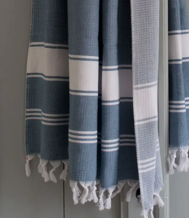 hamamdoek Honingraat jeansblauw 170x100cm