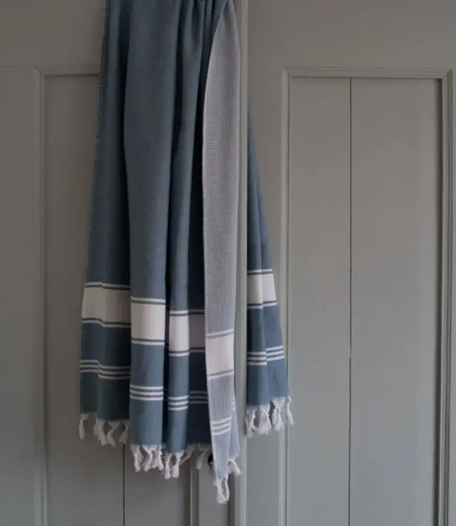 hamamdoek Honingraat jeansblauw 170x100cm