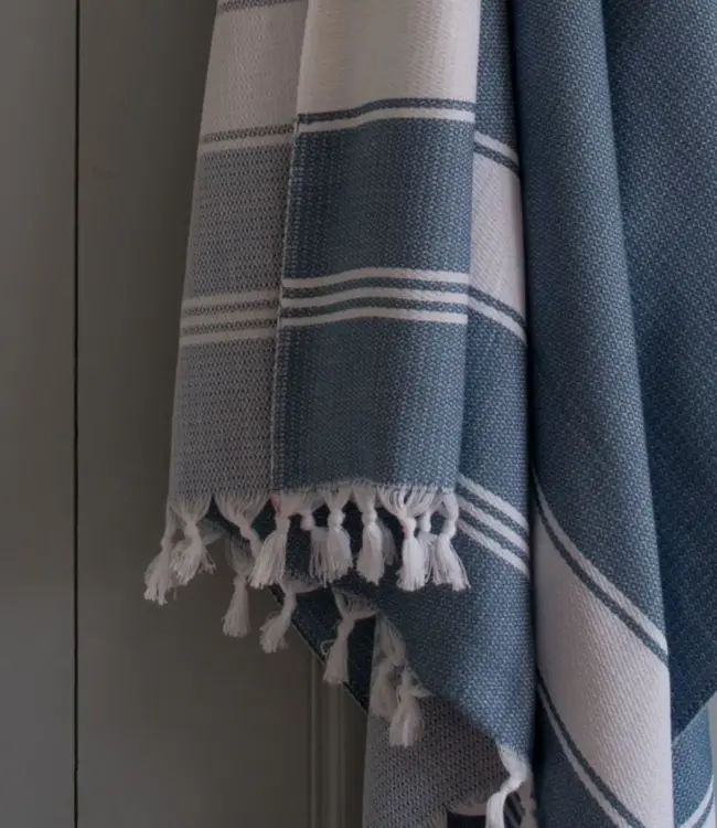 hamamdoek Honingraat jeansblauw 170x100cm