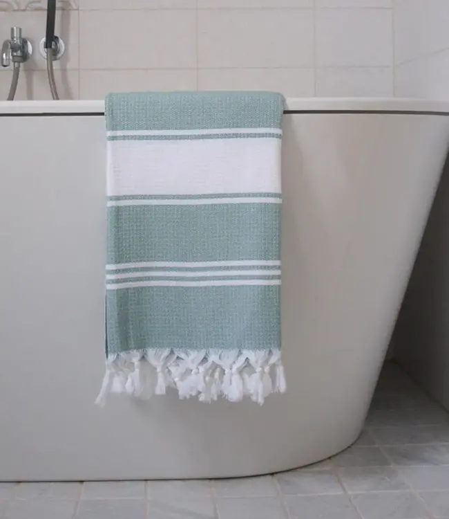 hamamdoek Honingraat zeegroen 170x100cm