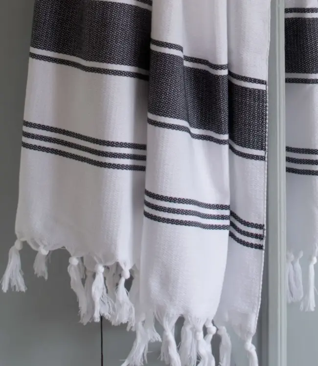hamamdoek Honingraat zwart 170x100cm
