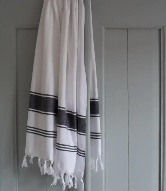 hamamdoek Honingraat zwart 170x100cm