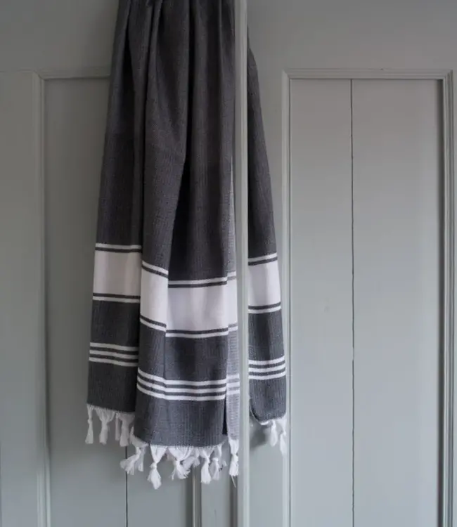 hamamdoek Honingraat zwart 170x100cm