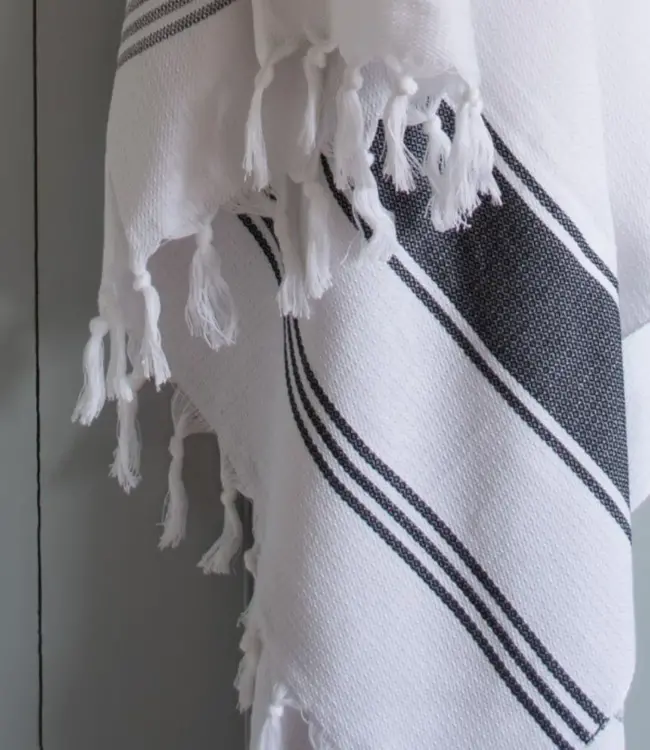 hamamdoek Honingraat zwart 170x100cm