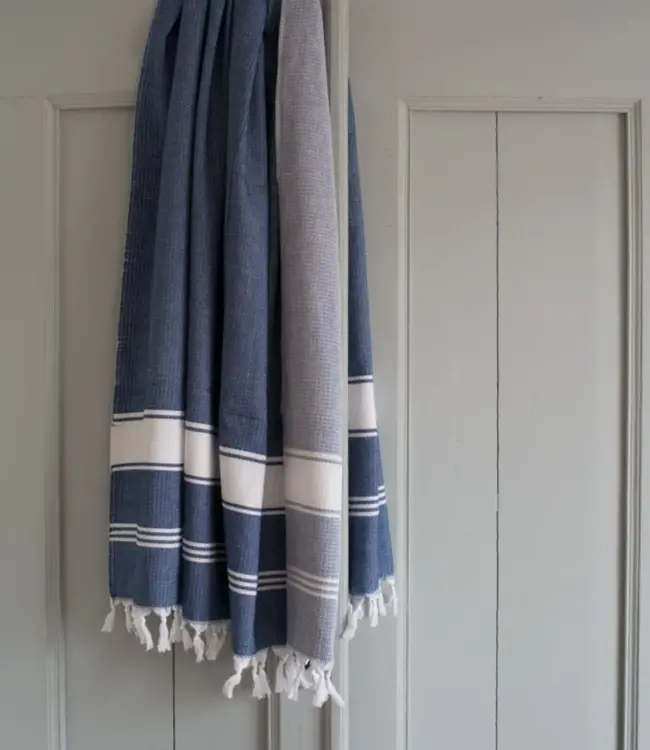 hamamdoek Honingraat marineblauw 170x100cm