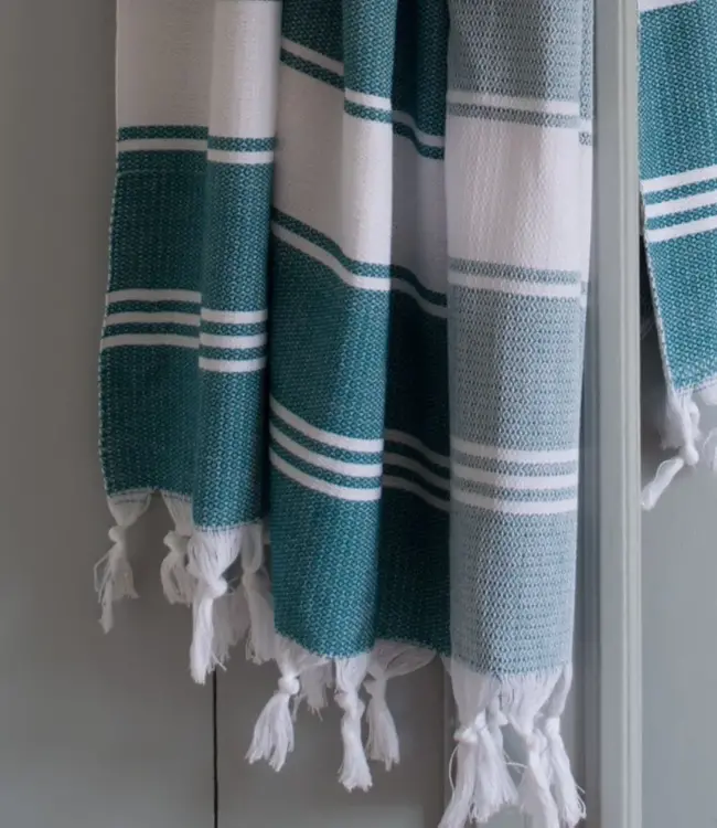 hamamdoek Honingraat petrol 170x100cm