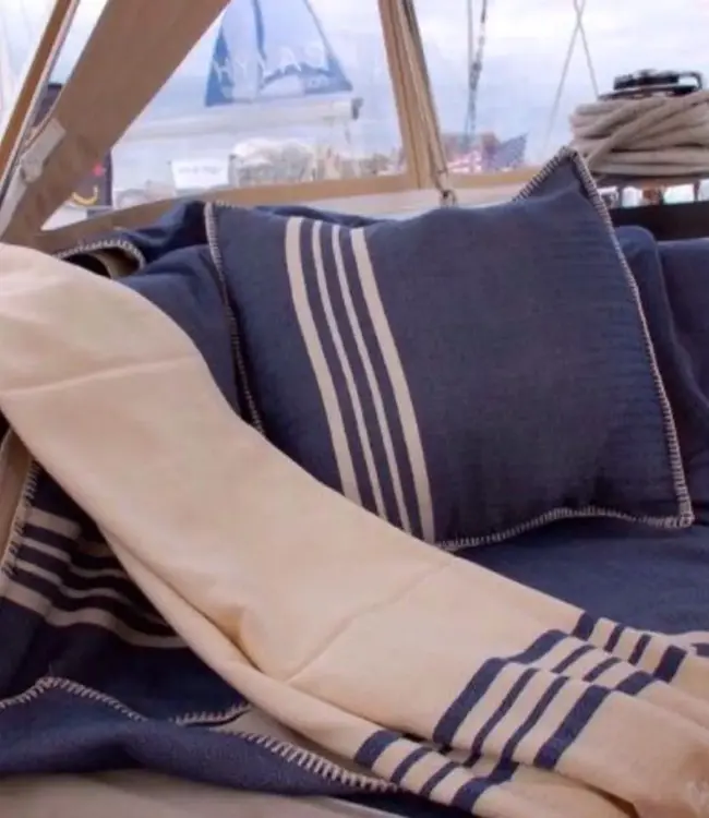 hamamdoek Krem Sultan XXL natural royal blue 220x170cm