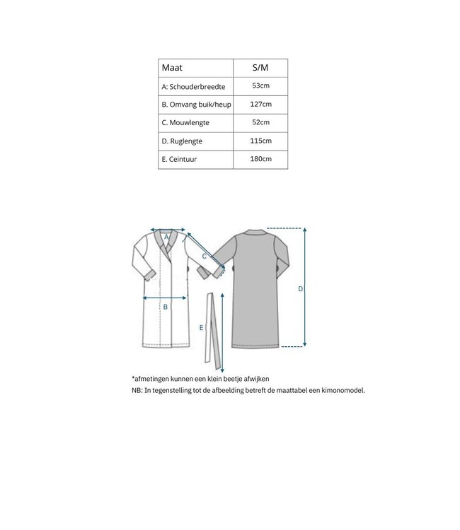 wafel kimono badjas navy onesize (S/M)