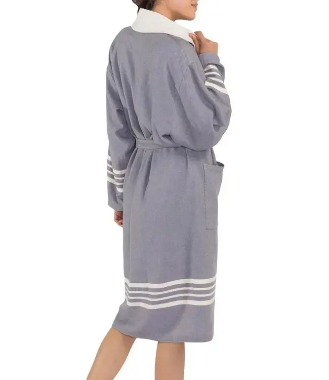 gevoerde hamam badjas Krem Sultan dark grey