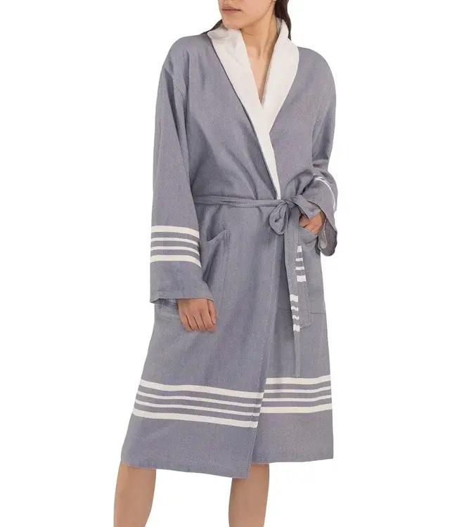gevoerde hamam badjas Krem Sultan dark grey