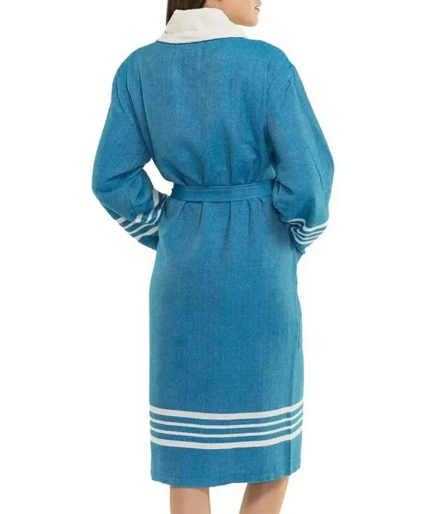gevoerde hamam badjas Krem Sultan petrol blue
