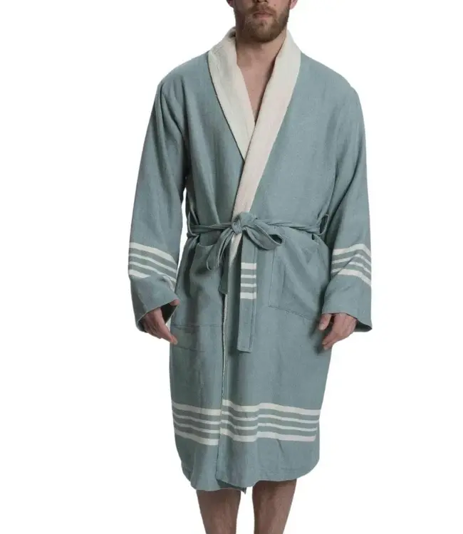 gevoerde hamam badjas Krem Sultan almond green