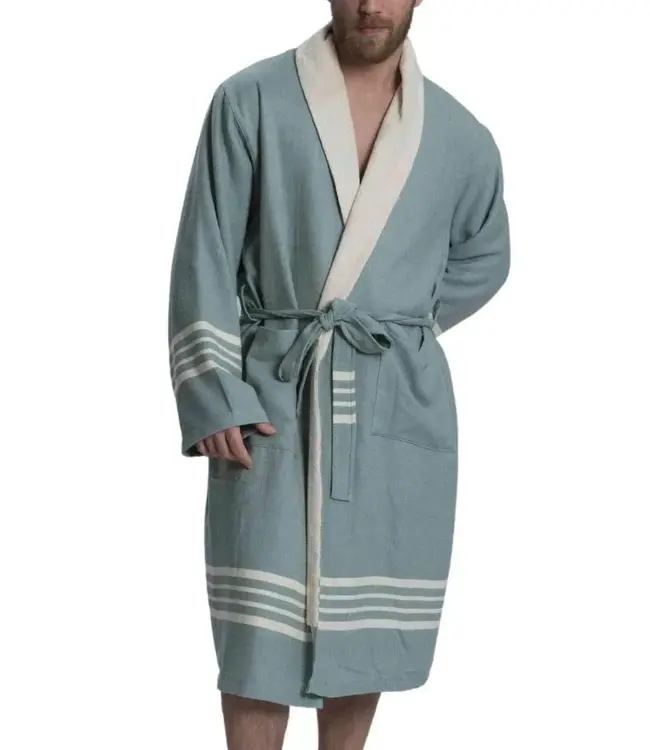 gevoerde hamam badjas Krem Sultan almond green