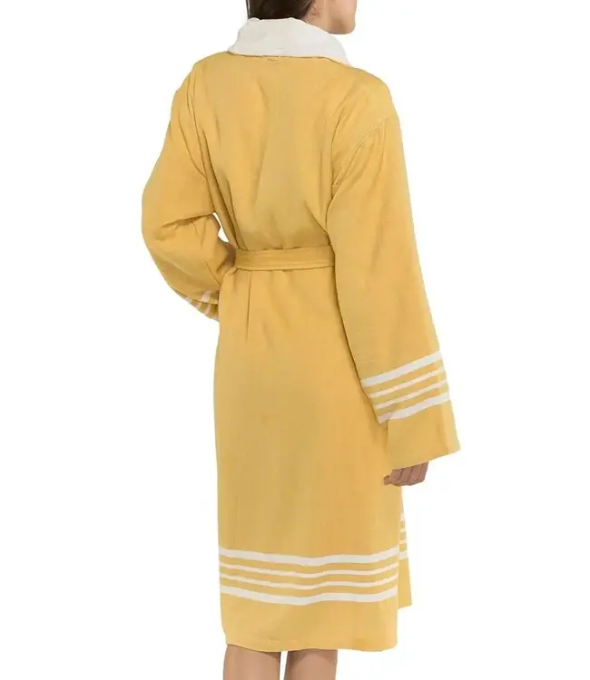 gevoerde hamam badjas Krem Sultan mustard yellow