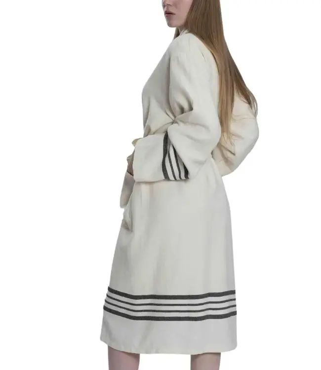 gevoerde hamam badjas Krem Sultan natural black