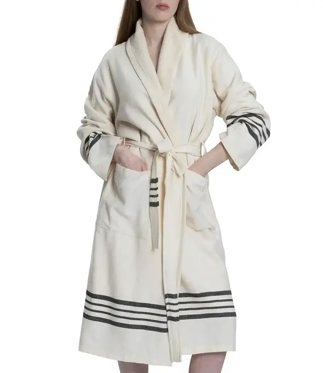 gevoerde hamam badjas Krem Sultan natural black