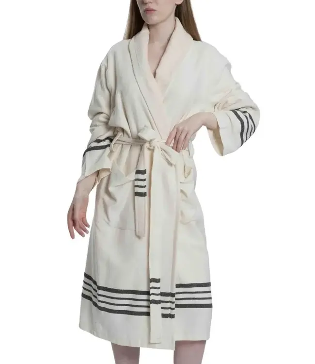 gevoerde hamam badjas Krem Sultan natural black