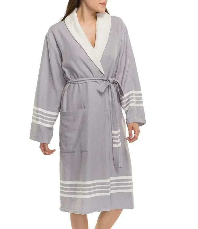 gevoerde hamam badjas Krem Sultan light grey