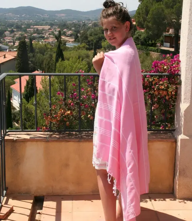 hamamdoek Take me to the Beach! pink 180x100cm