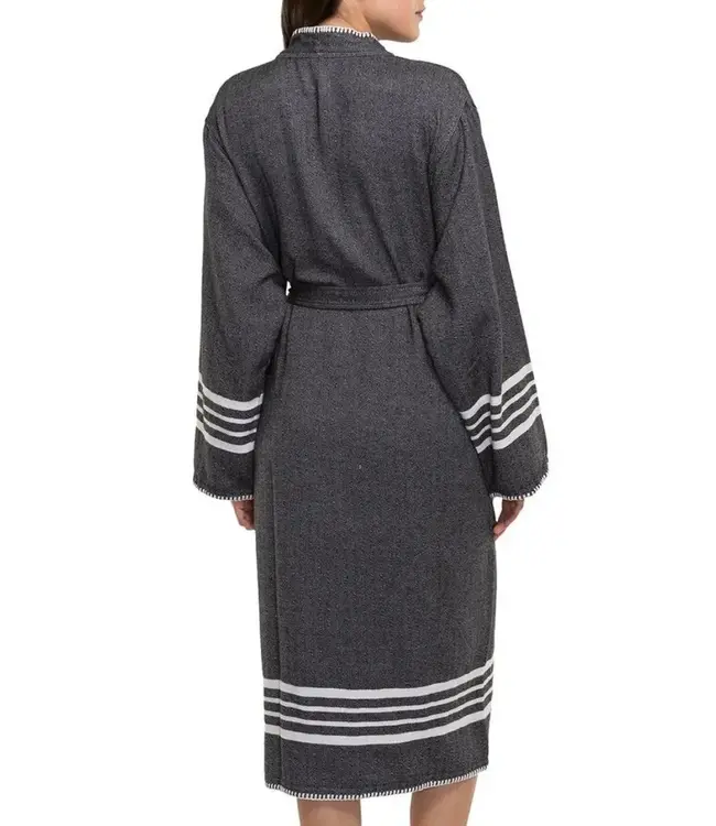 hamam badjas Krem Sultan black met farmer stitch