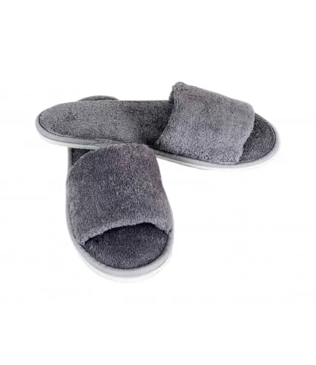 grijs saunapakket met saunadoek en badstof slippers
