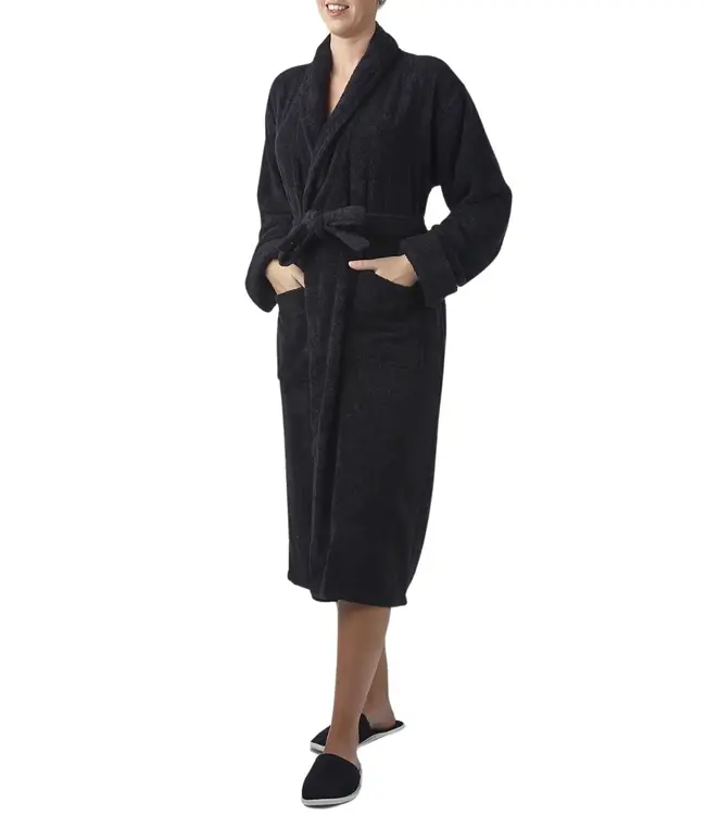 Bamboe badjas voor sauna in zwart