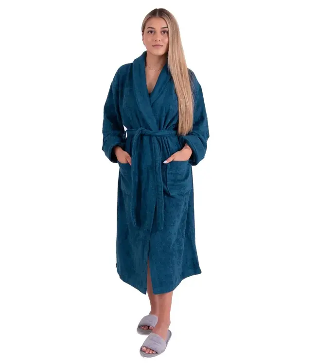 bamboe sauna badjas petrol