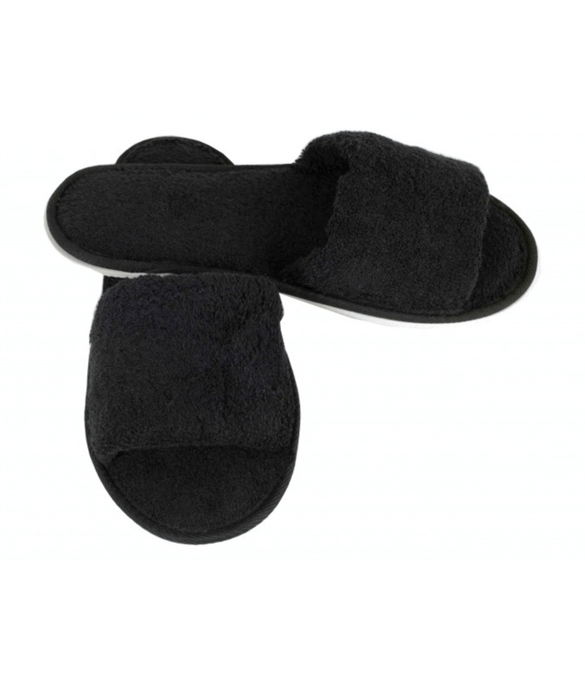 sauna pakket badjas met badstof handdoek en slippers – zwart