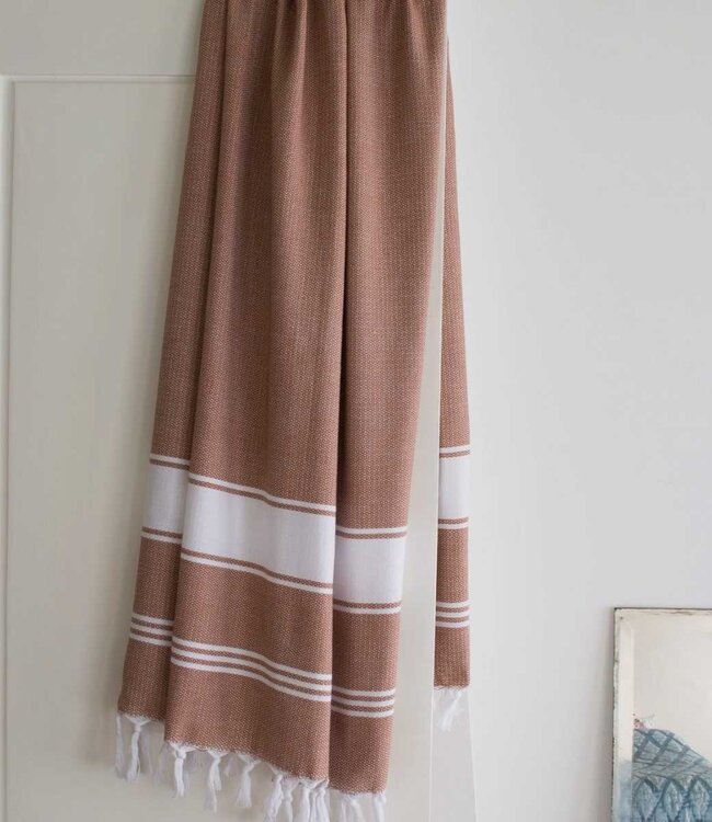Ottomania hamamdoek Honingraat bruin 170x100cm