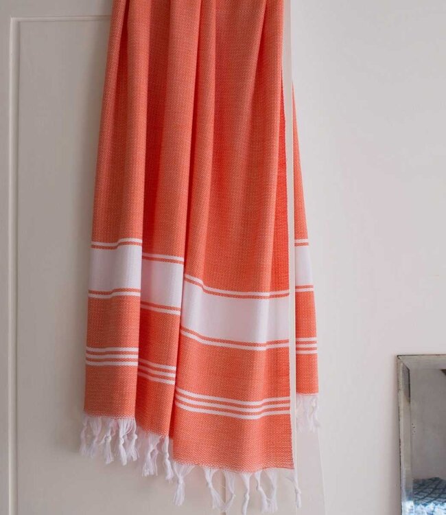 Ottomania hamamdoek Honingraat mandarijn 170x100cm
