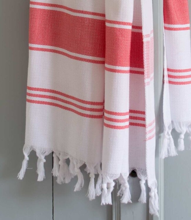 hamamdoek Honingraat koraalrood 170x100cm