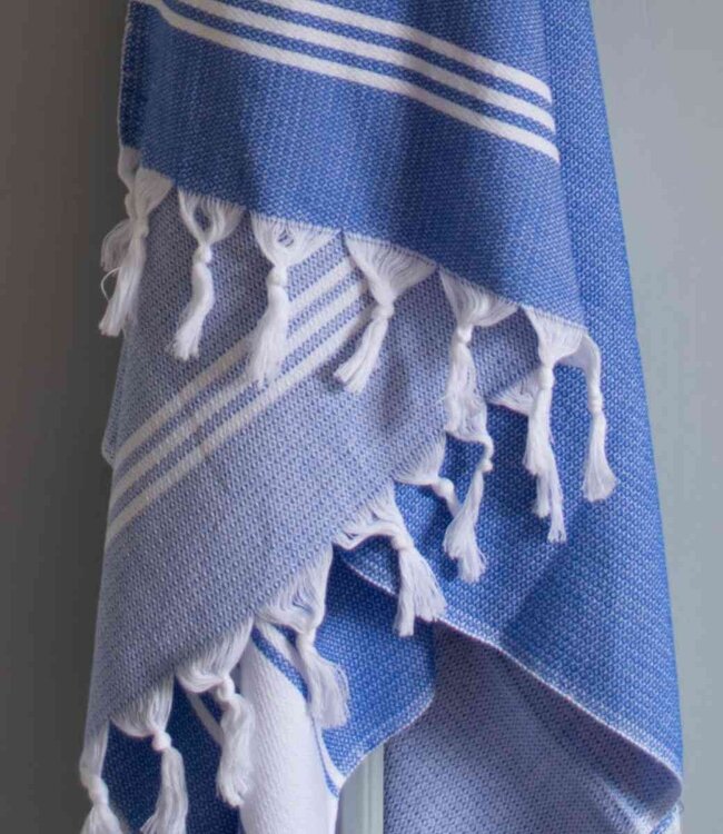 hamamdoek Honingraat grieksblauw 170x100cm