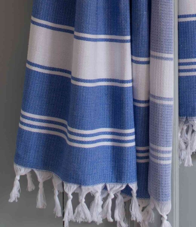 hamamdoek Honingraat grieksblauw 170x100cm