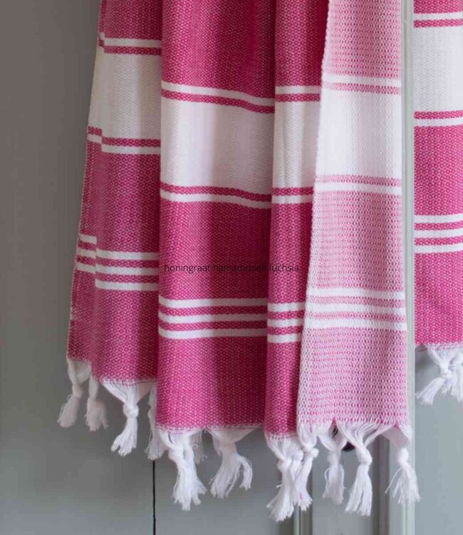 hamamdoek Honingraat fuchsia 170x100cm