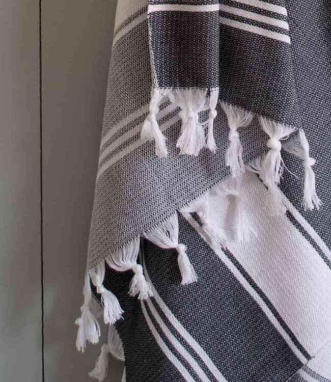hamamdoek Honingraat zwart 170x100cm